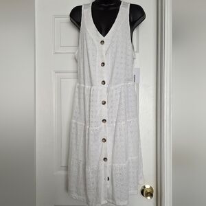 White Sleeveless Button-Down Dress Sonoma Size L